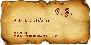 Vrbik Zalán névjegykártya
